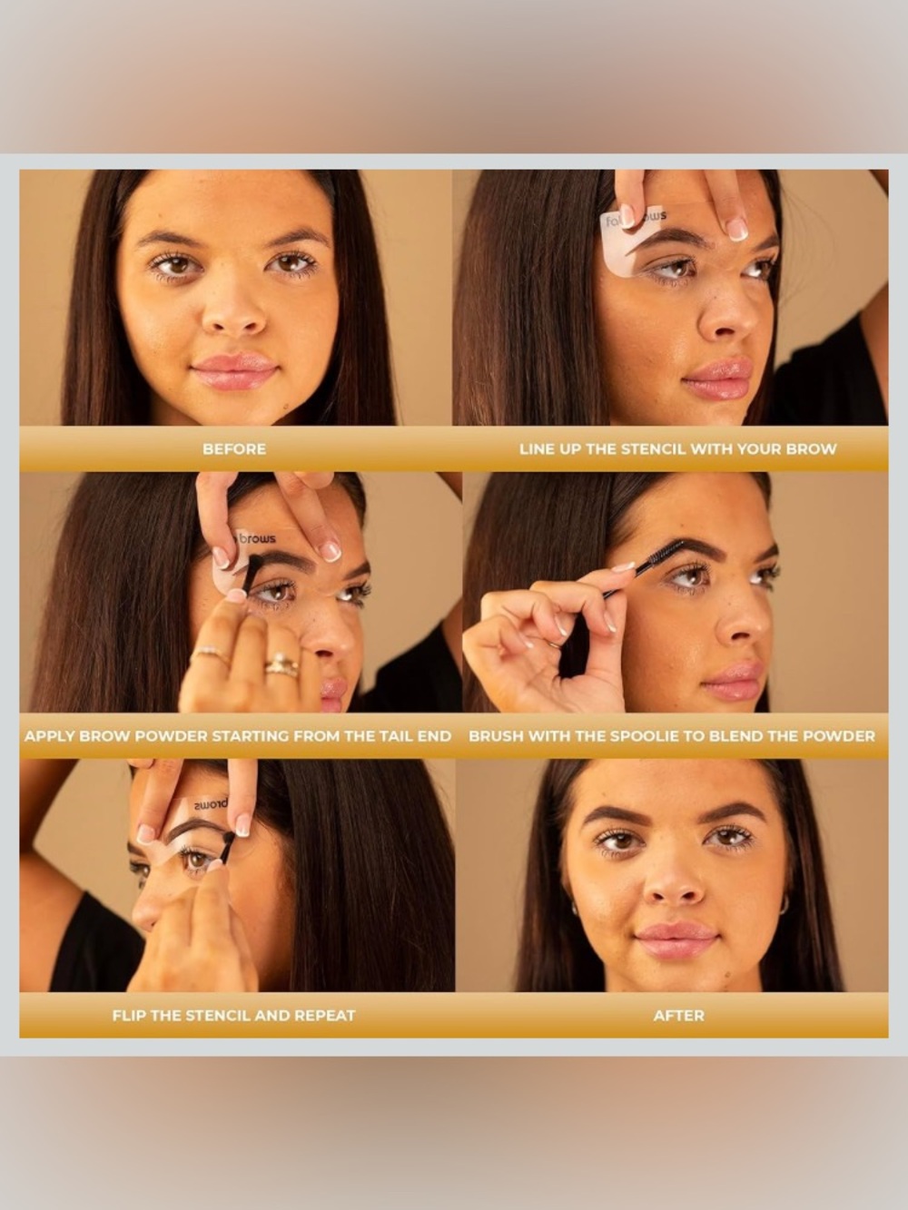 Just Fab Compact Duo Brow Stencil Kit With Mirror Dark Brown - Picture 7 of 7